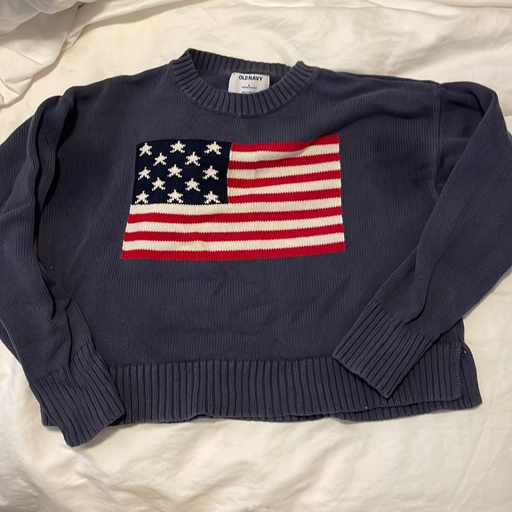 Old navy American flag navy knit sweater size small